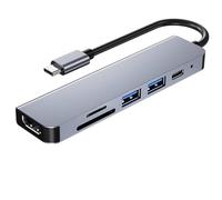 Hub USB C, Adaptador USB Multi-Puerto, Hub 6 en 1 USB C a HDMI, Compatible con Portátiles USB C y Otros Dispositivos Tipo C (4K HDMI USB3.0 USB2.0 Lector de Tarjetas SD/TF 87W PD)