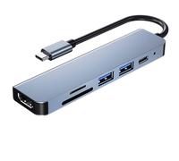Hub USB C, Adaptador USB Multi-Puerto, Hub 6 en 1 USB C a HDMI, Compatible con Portátiles USB C y Otros Dispositivos Tipo C (4K HDMI USB3.0 USB2.0 Lector de Tarjetas SD/TF 87W PD)