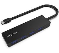 Hub USB C, BYEASY Tipo C a USB 3.0 Hub con 4 Puertos, Divisor USB C portátil Ultra Delgado aplicable para MacBook Pro 2018 2017 iMac, Google Chromebook Pixelbook, XPS, Samsung S9, S8 y más (Negro)