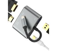 Hub USB C Cable HDMI USB VGA Cargador Adaptador 4 en 1 para Apple iPhone15 Pro MAX Plus para iPad Mac Mini Compatible con Samsung Tipo C 4k Displayport Alargador Splitter Thunderbolt Jack OTG Monitor