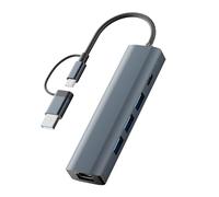 Hub USB C con 3 puertos USB 3.0, USB C y puerto Gigabit Ethernet RJ45 de 1000 m, adaptador multipuerto USB 5 en 2 compatible con MacBook/Pad Pro/Dell/HP Laptop/teléfonos