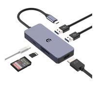 Hub USB C con 4K HDMI, 6 en 1 Adaptador multipuerto USB C, 2 USB 3.0, 100 W PD, Lector de Tarjetas SD/TF Compatible con Ordenador portátil, PC, Teclado, Windows, Mac OS, Sistema Linux