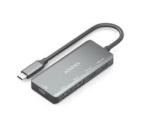 Hub USB-C con PD 100W, 2xUSB-A 2.0 y 2xUSB-C (USB 3.0/2.0), Aluminio, 15cm, Gris