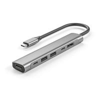 Hub USB C, concentrador USB 6 en 1 para portátiles, con entrega de energía PD60W, puertos de datos USBC y USBA, dongle USB C, compacto para MacBook, Dell y más