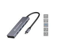 Hub USB-C Conceptronic DONN23G 4K Ultra HD Gris 2x USB-A HDMI Lector SD/TF 100W Power Delivery