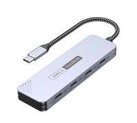 Hub USB C de 4 puertos 10 Gbps, transferencia de datos de alta velocidad, divisor de aleación de aluminio para laptop, PC, tabletas, unidad externa, expansor de puerto USB C para laptop