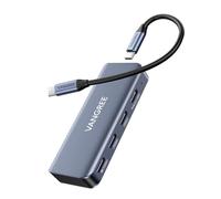 Hub USB C de 4 puertos con cable extraíble, 2 puertos USB-C 3.0 de 5 Gb/s, modo USB C DP Alt 4K @ 60Hz, PD 100W, adaptador multipuerto divisor USB C para MacBook Pro, iPad, iPhone 15, monitor USB-C,