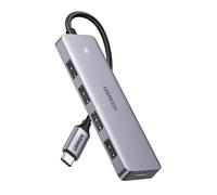 Hub USB-C De 4 Puertos (USB 3.0) 15cm Con Puerto De Alimentación USB-C, Gris