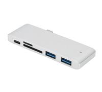 Hub USB C de aluminio con abrazadera, adaptador USB C versátil, transferencia de datos de alta velocidad, hub USB con lectores de tarjetas SD y
