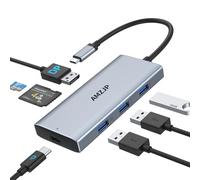 Hub USB C DisplayPort, adaptador USB C a DisplayPort 8K @60Hz/4K @144Hz/2K @240Hz, USB C Dongle 7 en 1 con puerto de carga PD, 3 USB-A 2.0 y SD/Micro SD para MacBook/portátiles de juegos/Steam