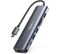 Hub USB C Dockteck 7 en 1 Dock 4K 60Hz, Adaptador USB C con Ethernet HDMI, LAN RJ45, 100W PD, 2 USB-3.0, SD/microSD, para MacBook Pro/Air, iPad Pro/Air/Mini 6, Surface Pro 7, XPS 13, HP, Lenovo y más