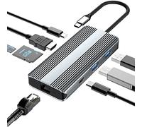 Hub USB C, estación de Acoplamiento para Ordenador portátil con HDMI 8K, 100W PD, USB-C, Gigabit Ethernet, 2 USB, SD/TF, Compatible con MacBook/DELL/HP/Lenovo/Surface y Ordenador portátil Thunderbolt