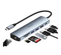 Hub USB C Ethernet HDMI, KOZYC 7 IN 1 USB-C a HDMI con 4K 60Hz, 1Gbps Ethernet, 100W PD Charging, 2 USB 3.0 Data, SD/TF Card Slots Port, para Laptop, Macbook Pro, iPad, UHDTV, Steam Deck
