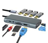 Hub USB C HDMI 4K, PD100W Docking Station SD/TF/RJ45 Ethernet/VGA/Audio, 8 en 1 Adaptador USB A Tipo C para MacBook Air, MacBook Pro, Mini Mac, DELL, Windows, HP, Surface, HDD móvil