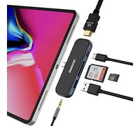 HUB USB C HUB 6 en 1 USB C HUB con HDMI 4K, USB 3.0, Tipo C PD, Lector de Tarjetas SD/TF y Conector de Audio para Windows, MacOS, MacBook y Ordenadores portátiles