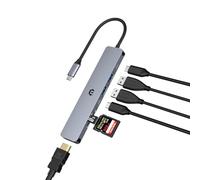 HUB USB C HUB, USB 3.0 HUB, HUB ultradelgado de Datos portátil, concentrador de Datos 7 en 1 USB C con 4K HDMI, 100 W PD, 2 USB 3.0, USB C 3.0, Lector de Tarjetas SD/TF, Compatible con Windows,