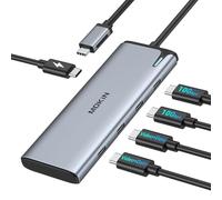 Hub USB C multipuerto, adaptador tipo C 5 en 1 MOKiN con doble salida de vídeo 4K@60Hz, carga rápida PD 100W, USB-C 3.1 10Gbps, distribuidor USB C para MacBook Pro, Dell, HP, iPad Pro