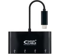 Hub USB-C NanoCable 4x USB 3.0 Type A 10 CM Negro