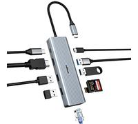 Hub USB C, oditton Estación de Acoplamiento 10 en 1 con 4K HDMI, 2* USB-A 3.0, 2* USB-A 2.0, Puerto de Datos USB-C, 100W PD, Ethernet, SD/TF, Adaptador USB C Compatible con MacBook, iMac, etc.