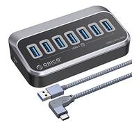 Hub USB C ORICO, Adaptador USB de 4 Puertos con 1m Cable, Divisor USB de Transferencia de 5Gbps Datos rápida, Extensión Múltiple del Hub para PC, portátiles, Mac, Impresora, HDD móvil