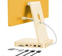 HUB USB C para iMac de 24 M1/M3/M4 con Carcasa para SSD NVMe M.2 de 4TB | PULWTOP USB C HUB con USB A/C10 Gbit/s, SD/TF, SSD M.2, USB 2.0, iMac Accesorios para iMac 2021/2023/2024-Amarillo