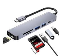 Hub USB C PD 100W Docking Station USB C a HDMI 4K@30 Hz con Puerto USB 3.0, USB 2.0, Lector de Tarjetas SD/TF 6 en 1 Multipuerto Adaptador Compatible con Macbook Pro/Air/DELL/iPad/iMac/iPhone