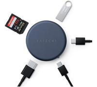 SATECHI OntheGo™ Hub USB-C Magnético 5 en 1 con Cable Enrollable, PD 60W, HDMI 4K, Lector SD, USB-A y Puerto USB-C 5Gbps para MacBook Neo/Air/Pro, Portátil e iPad - Índigo