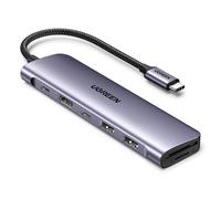 Hub USB C Ugreen CM195 7 en 1 HDMI 4K 100W PD metálico compacto lila