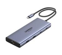 Hub USB-C Ugreen CM639 10 en 1 2xUSB-A 3xUSB-C 2xHDMI 1xRJ45 1xSD 1xMicroSD Gris