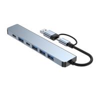 Hub USB-C/USB 2 en 1 de 7 puertos USB3.0 para Windows MacOS Grey