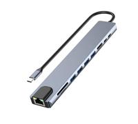 Hub USB C USB C para portátil con puerto Ethernet RJ45, puerto USB 4K HDTV, 100 W, suministro de energía para mejorar la productividad, estación de acoplamiento multifuncional