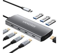 Hub USB C VANGREE, 3 Puertos USB 3.2 Gen 2 de 10 Gbps, HDMI 4K@60Hz, Entrega de energía 100W, 3 Puertos USB-A 3.2. Adaptador multipuerto para MacBook Pro/Air, iPad Pro, Mac Mini y Otros Dispositivos