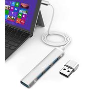 Hub USB C,Vunvooker Mini Dongle USB 4 Puertos con Adaptador USB-C a USB,Concentrador Expansor Type C para Laptop(Cable 2 pies,3 USB 2.0,1 USB 3.0),Slim Data Hub para MacBook Pro/Air,iMac,iPad(Plata)