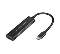 Conceptronic Hub USB HUBBIES12B 4 puertos USB 3.2 (2 USB-C, 2 USB-A) Negro, carcasa de aluminio