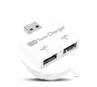 Hub USB de 2 Puertos, Kit convertidor USB 2.0 Macho a USB de 2 Puertos, Adaptador Divisor de Cargador Doble portátil para computadora portátil y Otros Dispositivos con Puerto USB, Negro(Blanco)