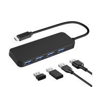 Hub USB de 4 puertos | Adaptador multipuerto USB, USB 3.0 USB, adaptador de concentrador divisor USB tipo C, concentrador USB multiexpansor múltiple, adaptador multipuerto USB para trabajar
