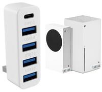 Hub USB de 5 puertos para Xbox Series X/S, adaptador de expansión USB de alta velocidad para Xbox Series S/X, con 4 puertos USB 2.0 + 1 puerto tipo C (blanco) (negro)