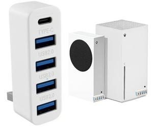Hub USB de 5 puertos para Xbox Series X/S, adaptador de expansión USB de alta velocidad para Xbox Series S/X, con 4 puertos USB 2.0 + 1 puerto tipo C (blanco) (negro)