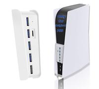 Hub USB de 6 puertos para accesorios PS5, adaptador de alta velocidad con 4 USB + 1 puerto USB + 1 puerto de carga USB + 1 puerto tipo C, compatible con consola PlayStation 5 tomas frontales