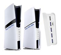 Hub USB de 6 puertos para consola PS5 Pro/Slim, puerto de carga de alta velocidad con 4 USB-A 2.0 + 1 puerto de carga USB + 1 puerto tipo C, compatible con PlayStation 5 Pro/conectores frontales