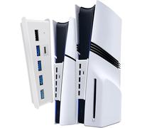 Hub USB de 6 puertos para PS5 Pro/Slim, expansor de puerto USB para PS5 con 4 USB-A + 1 puerto de carga + 1 tipo C 3.1, compatible con accesorios PlayStation 5 Slim y Pro, color blanco