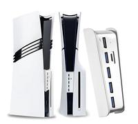 Hub USB de 6 puertos para PS5 Pro y PS5 Slim Console Disc/Digital, puertos USB extra de alta velocidad para PS5 Slim Pro Accessories, PS5 Charger Splitter Adapter with 4 USB 2.0 + 1 Charging Port +1