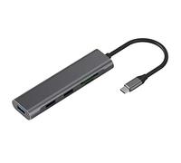 Hub USB de aluminio 5 en 1 estación de acoplamiento con 3 USB 3.0 5Gbps TF y lector de tarjetas SD ultra delgado portátil concentradores de datos tipo C interfaz
