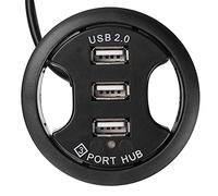 Hub USB de tres puertos, forma redonda, USB 2.0 de 3 puertos, Plug and Play, para agujero de 3.14 pulgadas, velocidad de 5 Gbps, longitud de cable de 1.5 m, para computadora de escritorio