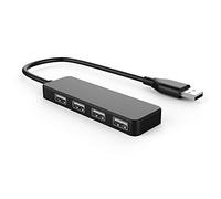 Hub USB, divisor USB, adaptador USB de 4 puertos, extensor para laptop, PC, MacBook, Mac Pro, Mac mini, iMac, Surface Pro y más (negro-USB 2.0/0.3m)