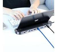 HUB USB Docking estación Splitter Multi-Función Portátil HUB Soporte De La Base 12 En 1 USB 3-C/Tipo-C + 2 USB 2.0 + 2 + USB 3.0 Puerto RJ45 Gigabit Ethernet + VGA + HDMI con Ranura For Tarjetas SD