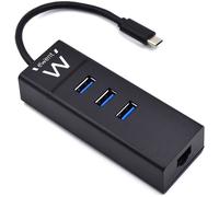 Hub USB Ewent 3 Portas USB 3.1 Gen 1 Type C + 1 Porta RJ45 Gigabit