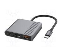 Hub USB; Hembra HDMI, Hembra USB A,USB C A-CM-COMBO3-05