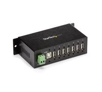 Hub USB Industrial StarTech 7 Puertos 2.0 DIN ESD Metal Protección 480 Mbps Negro