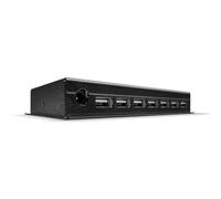 Lindy Hub USB 2.0 42794 – Metal, 7 puertos, alimentación externa – Negro